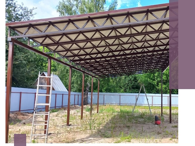 Односкатные навесы под ключ в Удомле — изготовление и монтаж