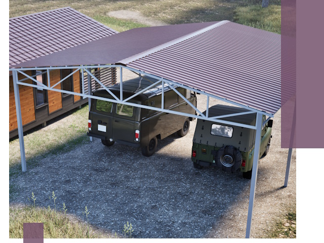 Двускатные навесы под ключ в Удомле — изготовление и монтаж